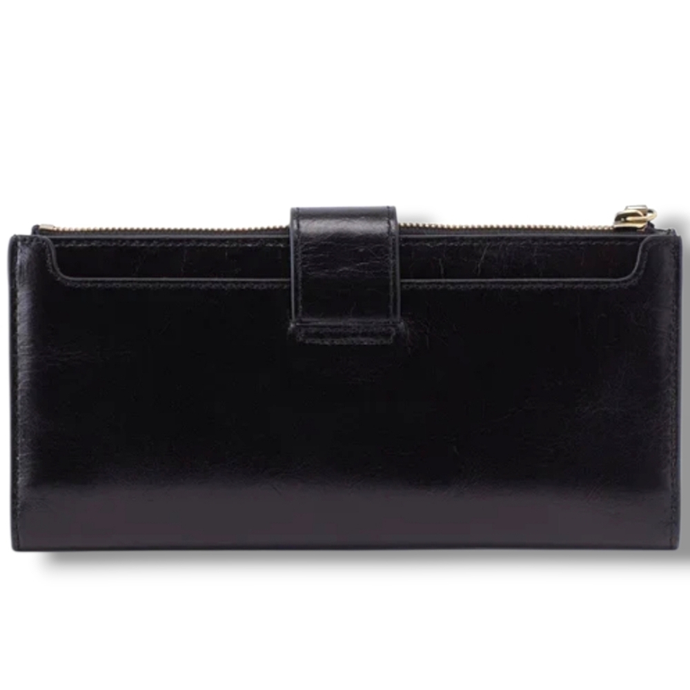 NWOT HOBO Dunn Continental Wallet in Black Polished Leather - Picture 2 of 3